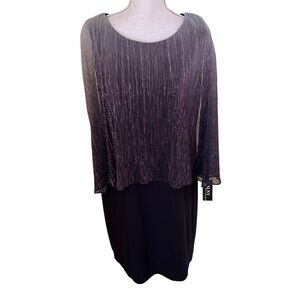 SLNY Metallic Ombre Shimmer Cape Style Sheath Dress 18